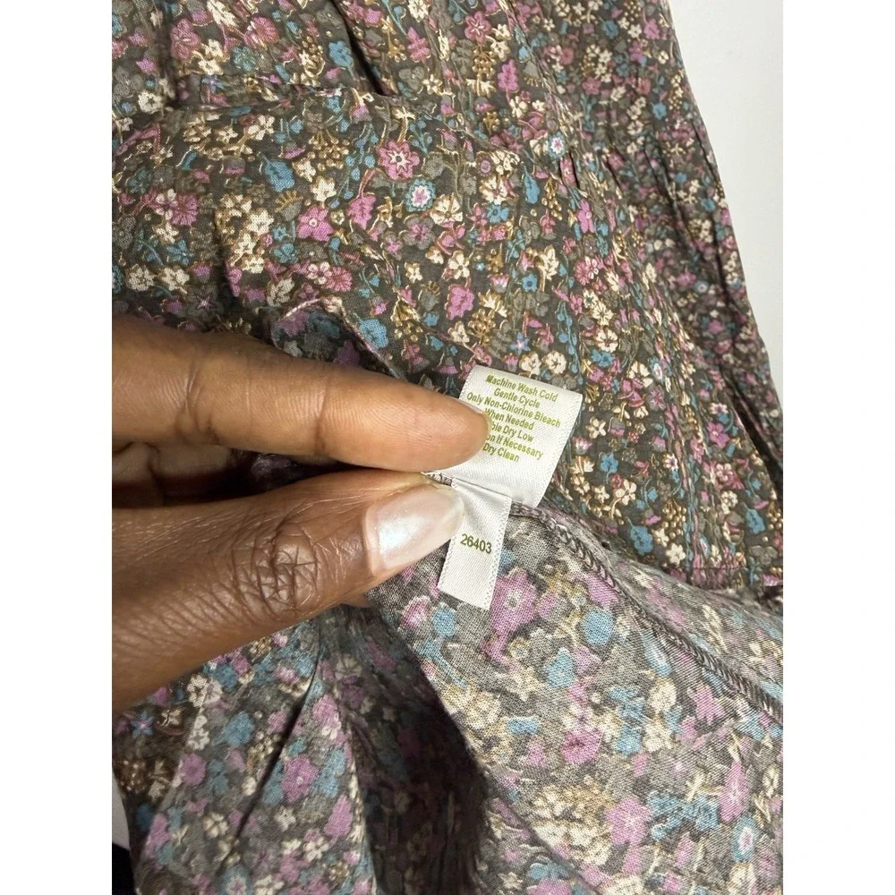 Garnet Hill Floral Cotton Maxi Skirt Size S Boho Peasant Prairie Cottagecore